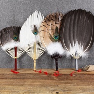 Silk Art Hall Feather Fan Handmade Antique Craft Fan Zhuge Bright Kongming Fan Chinese Style Goose F