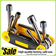 6 in 1 Folding Socket Wrench Set Tamper Proof Torx Key Wrench Hex Nut Driver Set