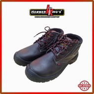 HK2 by Hammer King's Steel Toe Cap PU mix Genuine Leather Safety Shoes | Kasut Kerja Safety Bertali 