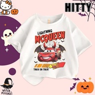 HITTY100%Cotton Unisex Baju Halloween Mcqueen Car T-Shirt Kids Adults Trick or Treat Tee Shirt Hallo