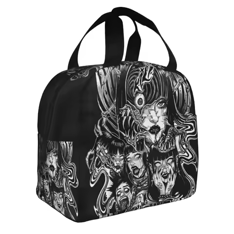 Japan Horror Anime Junji Ito Insulated Lunch Bag for Women Leakproof Manga Cooler Thermal Bento Box 