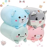 Libima 8 Inch Plush Toys Set 4 Pcs Stuffed Animals Cartoon Soft Plushies Plush Hugging Cute Pillow Squishy Kawaii Toy Gifts Cuddly Decoration for Bedding Sleeping (Cute Style)