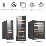 JVD Wine Chiller –16 / 26 / 46 Bottles (Built-in / free standing Wine Cooler with Wooden Shelves & 3