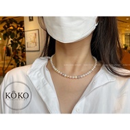 rainbow color 7.5mm Akoya pearl strand necklace, beaded necklace, Japanese seawater pearl