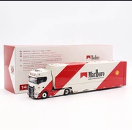 斯堪尼亞S730 飛翼雙層運輸卡車1:64 集裝箱貨車仿真合金汽車模型