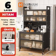 Homedoki Rak Piring Tertutup / Rak Dapur / Rak Susun Serbaguna / Lemari Piring / Rak Penyimpanan Mul