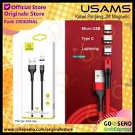 Usams Magnetic Data Cable Length 2m Micro Usb Type C Lightning - Micro Usb, Black ~ Quality ~