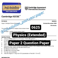 Cambridge IGCSE 0625 Physics Past Year [Question Paper + Mark Scheme]