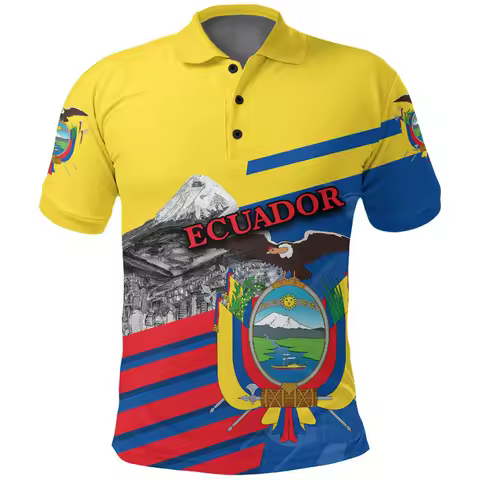 3D Printed Ecuador Flag Map Polo Shirt For Men Ecuadorian Pattern Tees Summer Hawaiian Fashion Lapel