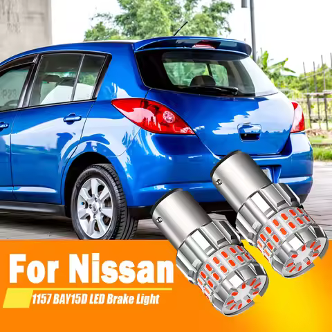2PCS 1500LM 1157 P21/5W BAY15D LED Red Brake Lights For Nissan Tiida Saloon SC11 2004-2013 Tail Stop