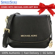 Michael Kors Handbag In Gift Box Bedford Small Flap Leather Crossbody Black # 35F9GBFC1LD1