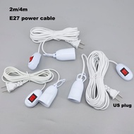 2m/4m E27 Extension Cord with Switch LED Bulb Socket Adapter Screw Holder US Plug  SG10B2