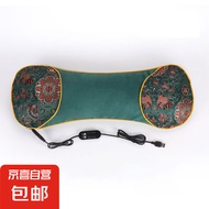 艾草枕头电加热热敷颈椎骨头枕护颈枕艾灸助睡眠枕头家用糖果枕 【热敷款】绿色水晶绒骨头枕 约20×55cm