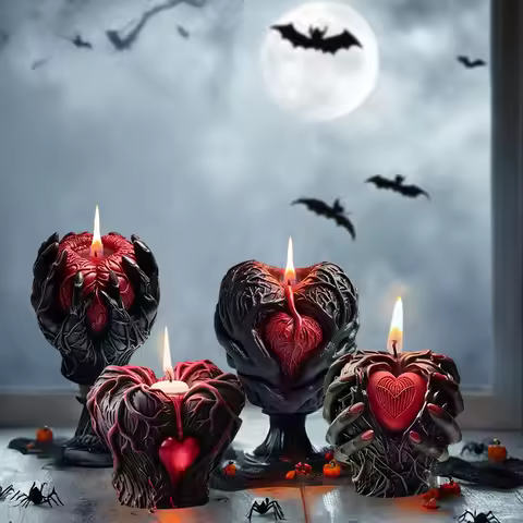 Halloween Hand held Heart Candle Silicone Mold DIY Horror Mutation Heart Craft Resin Gypsum Cement C