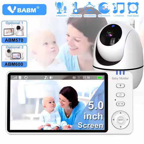 VBABM 5.0 Inch Video Baby Monitor With Camera PTZ BabypCam Security Protection Surveillance Cameras 