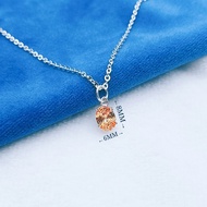 S925 Genuine Silver Pendant Zirconia Necklace Set 925純銀彩鋯項鏈組 Set Rantai Leher+Loket Batu Zirkonia Berwarna