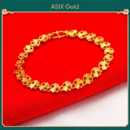 ASIX GOLD สร้อยข้อมือทองคําโคลเวอร์สี่ใบของผู้หญิงดั้งเดิมชุบทอง 24K แฟชั่นมินิมอล 18K ทองซาอุดิอาระเบียทองมาเลย์ 916 แฟชั่นเกาหลีเครื่องประดับของขวัญนําโชคที่สะดุดตาไม่ลอกและไม่ซีดจาง