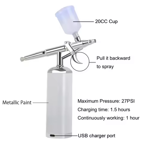 25PSI Mini Airbrush Compressor Kit with 0.3mm Nozzle - Facebook Exclusive Tool for Nail & Tattoo Art