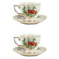 2X French Retro Teapot Coffee Cup Set Gold Edge Cup Saucer Flower Big Teacup English Afternoon Tea C