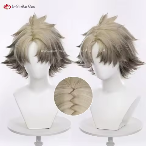 Rudo Surebrec Cosplay Wig 25cm Yellow Flax Dye Gradient Wigs For Men Cosplay Costumes Anime WigHeat 