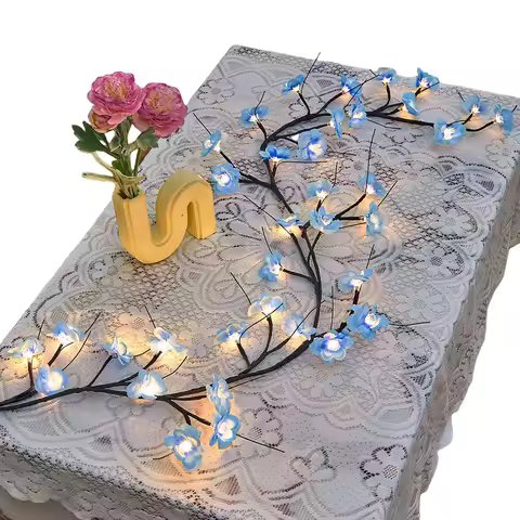 LED Branch Light with Remote Control Flower String Lights USB Plug In Artificial Flower Vine Light f