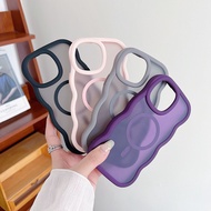 New Product Suitable for Apple 15 Large Wavy Edge Two-in-One Magnetic Phone Case Wavy Skin Feel Acry