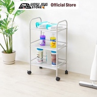 ACE Stora Lyra 3-Tier Trolley Rack - White Organizer Trolley Storage Rack 3-Tier Wheeled Rack