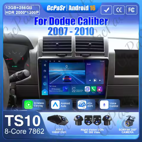 Android 16 Car Radio For Dodge Caliber 2007 - 2010 GPS Stereo Carplay Multimedia Player Android Auto