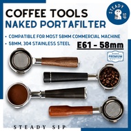 SteadySip E61 58mm Bottomless Portafilter Naked Portafilter Espresso Expobar Gemilai Rocket Milesto