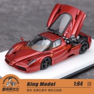 King Model 1: 64 Enzo Metal Red Luxury Black Wheel White Base Alloy Car Model