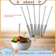 6pcs/Set Stainless Steel Chocolate Cheese Dessert Fondue Pot Forks Kitchen Tool Tableware Silver Salad Cake Set Fruit Fork Small Two-tooth