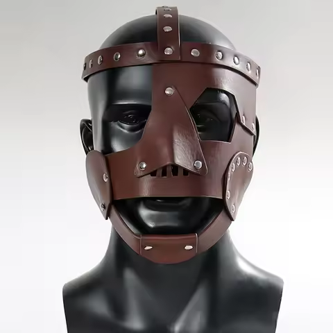 Medieval Warrior Gladiator Leather Mask Cosplay Roman Egyptian Myth Soldier Retro Helmet Halloween C