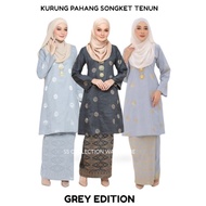 [GREY EDITION] KURUNG PAHANG PESAK SONGKET COTTON TENUN CORAK BUNGA TABUR