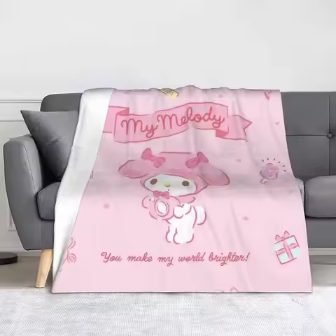 Anime My Melody Plush Blankets Sanrio Kawaii Cute Cartoon Fashion Throw Blanket for Sofa Bedding Lou
