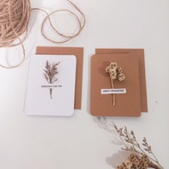 Tori Simple Greeting Cards with Dried Flowers and Envelopes A7