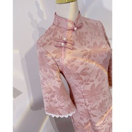Pink Cheongsam 2025 Suede Classy High-End Flowers Young Style Girl Retro Inverted Sleeves