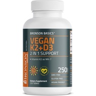 Brownson Vitamin K2+D3 2 in 1 Vitamin K2, As MK-7, 250 Tablets|Vegan Two-in-One Bone and Heart Healt