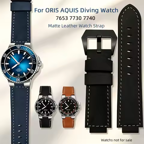 26x12mm 24x12mm 24x11mm Matte Leather Watch Strap for ORIS AQUIS Diving Watch 7653 7730 7740 Men's R