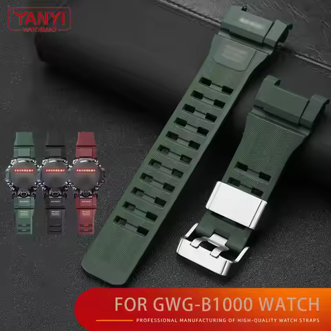 TPU rubber watch strap for Casio G-Shock third generation mudman model Big Mud Kin GWG-B1000-1A GWG-