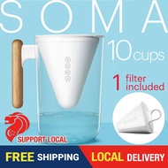 SOMA 10-cup water filter pitcher (White) with 1 filter (2 months) included