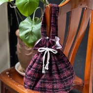 From2j4手工布包_花路手提袋(蘇格蘭紋軟呢布)