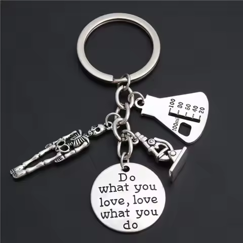 Human Medicine Biology Skeleton Microscope Medical School Student Keychain Doctor Keychain