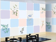 3 Mét Decal Dán Bếp Khổ 60cm Rộng Tráng Nhôm Chịu Nhiệt Có Keo - Ô VUÔNG HOA LY XANH PB117