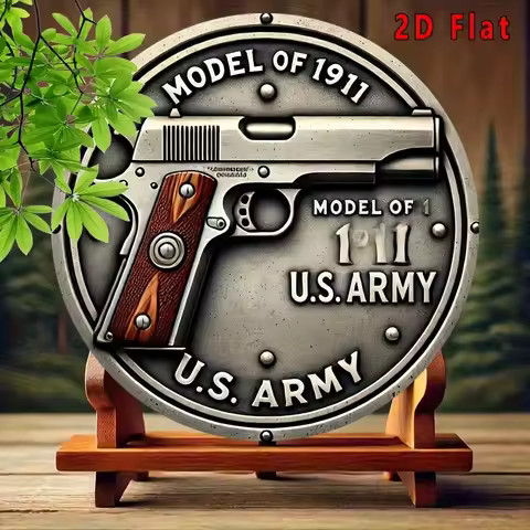 Vintage 1911 Handgun Military Tin Sign - Vintage Durable Metal Plaque Wall Decor, Gun Room Man Cave 