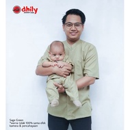 Kemeja Koko Basic Couple Ayah Anak Sage Green, Baju Koko Anak