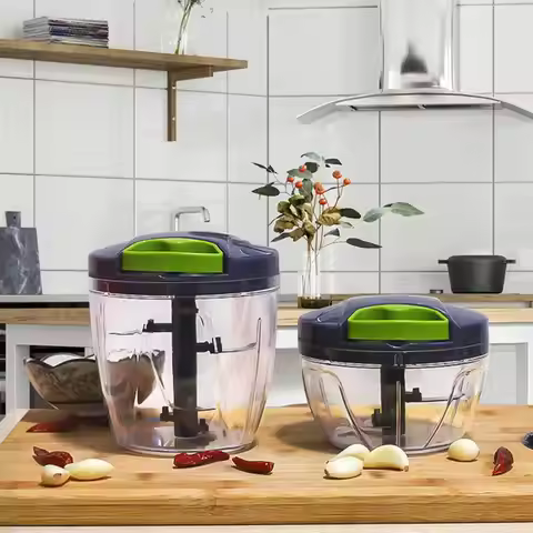 Garlic Peeler Manual Food Chopper with Sharp 420 Stainless Steel Blades Onions Vegetables Fruits Nut