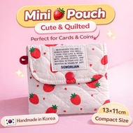 Korean Handmade Snap Mini Pouch Heart Strawberry Quilted Coin Card Pouch