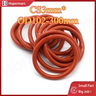 Red silicone O-ring sealing ring CS3mm*OD102-300mm waterproof ring high temperature resistant sealin