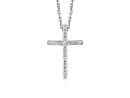 Nathalias NY  สร้อยคอจี้ไม้กางเขนประดับเพชร เงินสเตอร์ลิง 925 (เพชร 0.11 กะรัต) Narrow Cross Pendant