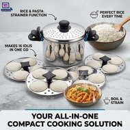 2in1 3.5L Stainless Steel Rice & Pasta Strainer Pot with 16 Idli Steamer 4 Plates Kitchen Set Rice C
